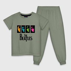 Пижама хлопковая детская Всемирный день The Beatles, цвет: авокадо