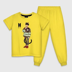 Пижама хлопковая детская BTS Cat, цвет: желтый