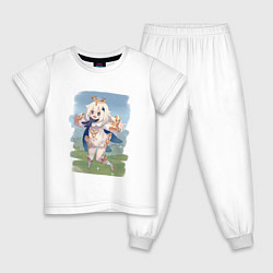 Пижама хлопковая детская Паймон, цвет: белый