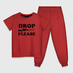 Пижама хлопковая детская Drop Please, цвет: красный
