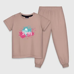 Пижама хлопковая детская Cyberpunk, Moxes gang, цвет: пыльно-розовый