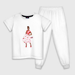 Пижама хлопковая детская Кокетка, цвет: белый