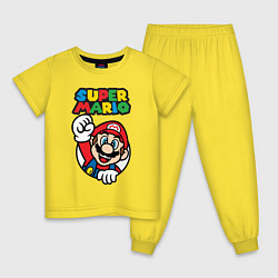 Пижама хлопковая детская Mario, цвет: желтый