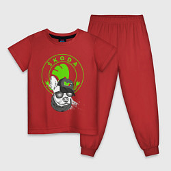 Пижама хлопковая детская Skoda VRS Шкода Z, цвет: красный