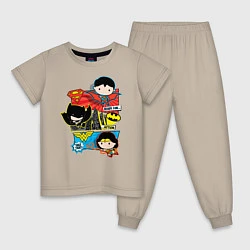 Пижама хлопковая детская Лига Справедливости, цвет: миндальный