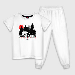 Пижама хлопковая детская Sakhalin forever, цвет: белый