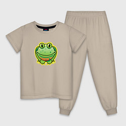 Пижама хлопковая детская Лягушка, цвет: миндальный