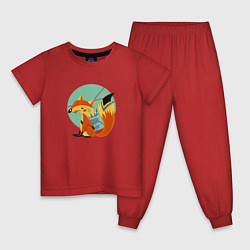 Пижама хлопковая детская Ловкая Лисичка Лучник, цвет: красный