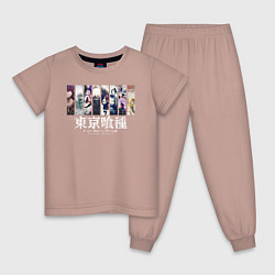 Пижама хлопковая детская Токийский гуль эпизоды, цвет: пыльно-розовый