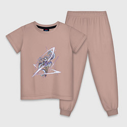 Пижама хлопковая детская Кэ Цин, цвет: пыльно-розовый