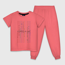 Пижама хлопковая детская Команды Формулы 1, цвет: коралловый