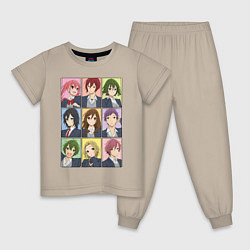 Пижама хлопковая детская Horimiya characters, цвет: миндальный