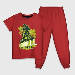 Пижама хлопковая детская Downhill, цвет: красный