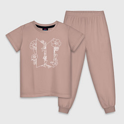 Пижама хлопковая детская БТС BTS Stay Gold Bangtan Boys, цвет: пыльно-розовый