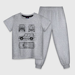 Пижама хлопковая детская MERCEDES-BENZ G-CLASS СХЕМА, цвет: меланж