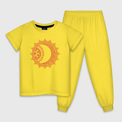 Пижама хлопковая детская Солнце, цвет: желтый