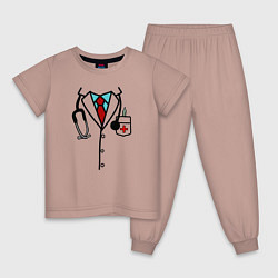Пижама хлопковая детская Медицинский работник, цвет: пыльно-розовый