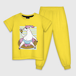 Пижама хлопковая детская Chilling Unicorn, цвет: желтый
