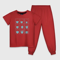 Пижама хлопковая детская Моб Психо герои, цвет: красный