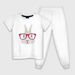 Пижама хлопковая детская Кролик Хипстер, цвет: белый
