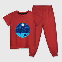 Пижама хлопковая детская Звёздные котики, цвет: красный