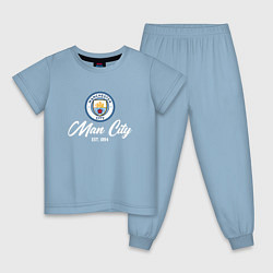 Пижама хлопковая детская MAN CITY EST 1894, цвет: мягкое небо