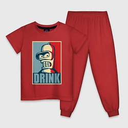 Пижама хлопковая детская Bender, цвет: красный