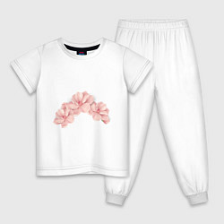 Пижама хлопковая детская Розовые цветы вишни, цвет: белый