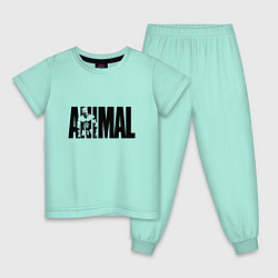 Пижама хлопковая детская ANIMAL ЭНИМАЛ, цвет: мятный