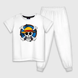 Пижама хлопковая детская Пиратский знак из One Piece, цвет: белый