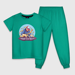 Пижама хлопковая детская ДИДЖЕЙ DJ Z цвета зеленый — фото 1