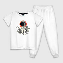 Пижама хлопковая детская Осьминог космонавт, цвет: белый