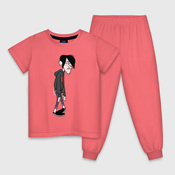 Пижама хлопковая детская Прыщавый Робби, цвет: коралловый