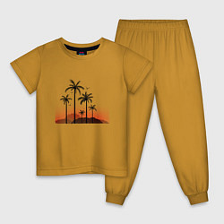 Пижама хлопковая детская Palm tree, цвет: горчичный