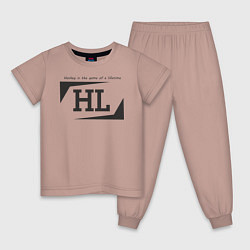 Пижама хлопковая детская Hockey life HL logo, цвет: пыльно-розовый