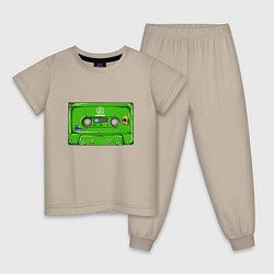 Пижама хлопковая детская Кассета Linkin park, цвет: миндальный