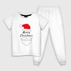 Пижама хлопковая детская Santa Merry Christmas, цвет: белый