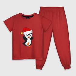 Пижама хлопковая детская Happy Pinguin, цвет: красный