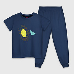 Пижама хлопковая детская Лето,цветок и птица Арт-лайн, цвет: тёмно-синий