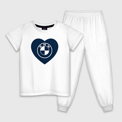 Пижама хлопковая детская БМВ - Сердечко, цвет: белый