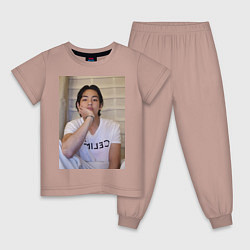 Пижама хлопковая детская V BTS, цвет: пыльно-розовый
