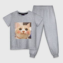 Пижама хлопковая детская Мем про котов, цвет: меланж