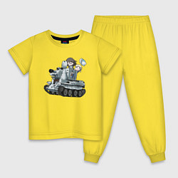 Пижама хлопковая детская Девушки и танки Jatkosota, цвет: желтый