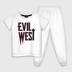 Пижама хлопковая детская Evil West, цвет: белый