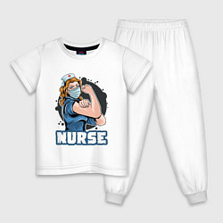 Пижама хлопковая детская Медсестра, цвет: белый