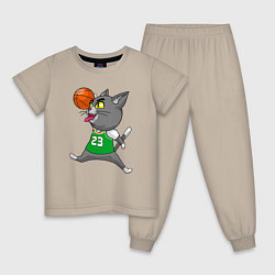 Пижама хлопковая детская Jordan Cat, цвет: миндальный