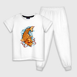 Пижама хлопковая детская Рыбка Кои, цвет: белый