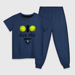 Пижама хлопковая детская Я люблю теннис, цвет: тёмно-синий