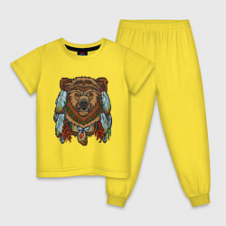 Пижама хлопковая детская Славянский медведь, цвет: желтый