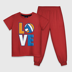 Пижама хлопковая детская Love Volleyball, цвет: красный